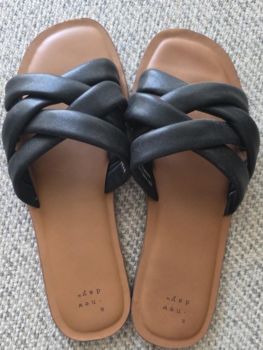a new day Black Braided Slide Sandals